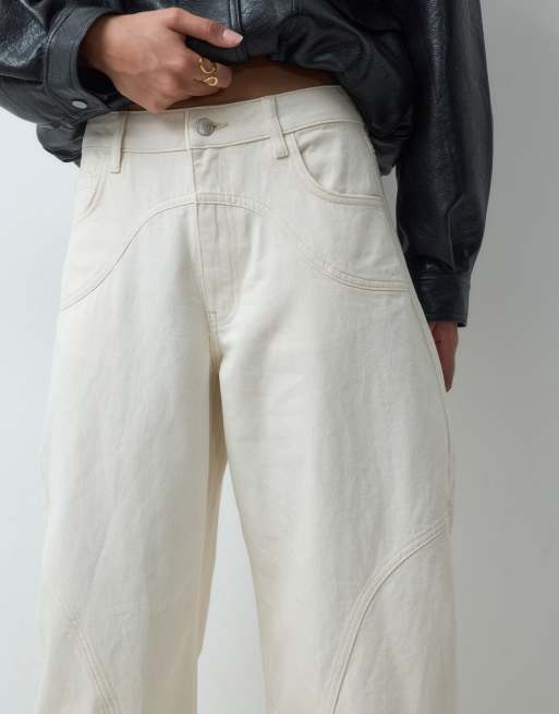 ASOS DESIGN jean barrel à couture courbe en écru, 3 de 5