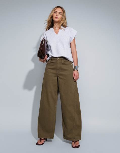 ASOS DESIGN jean barrel à nœud en kaki - view 1