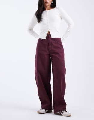 Jean barrel à taille haute - Bordeaux-Rouge 42