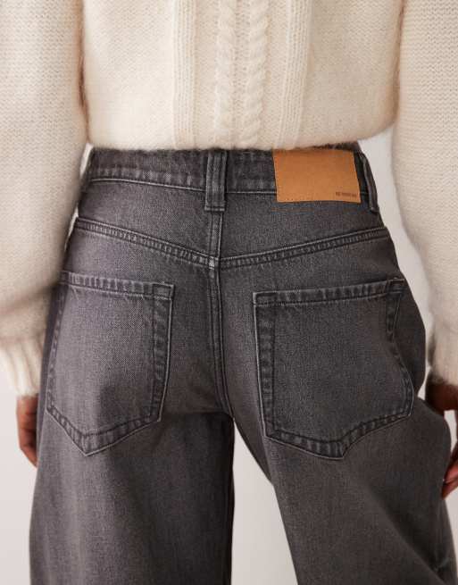 ASOS DESIGN jean barrel gris à ourlets retroussés, 4 de 5