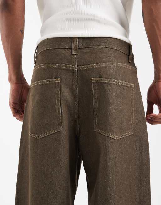 ASOS DESIGN - Jean barrel - Kaki brut, 4 de 5