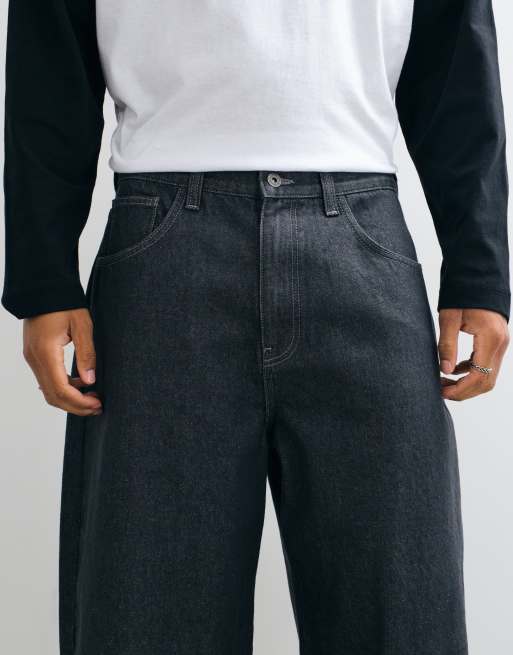 ASOS DESIGN jean barrel noir délavage brut, 4 de 5