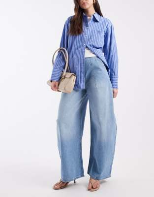 Jean barrel oversize épuré-Bleu 42