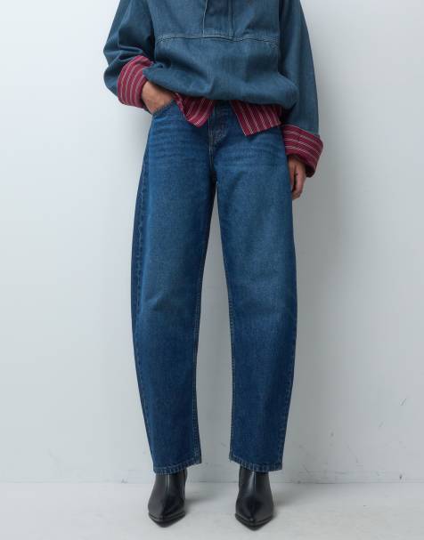 ASOS DESIGN jean barrel slim bleu foncé - view 1