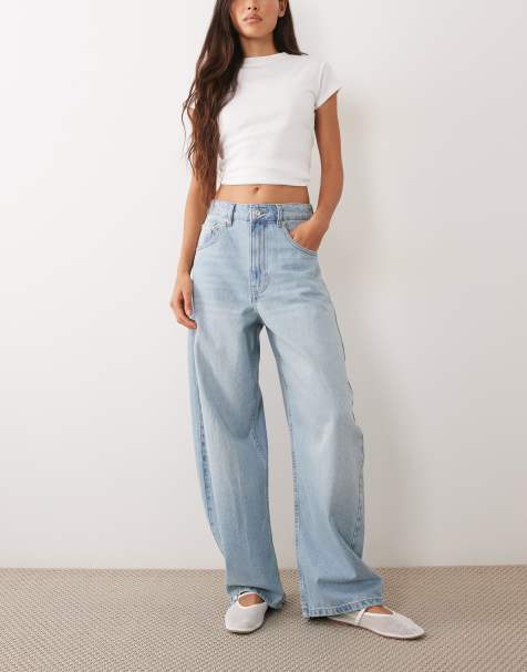 ASOS DESIGN jean barrel taille haute bleu délavé clair - view 1