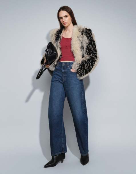 ASOS DESIGN jean barrel taille haute bleu foncé délavé - view 1