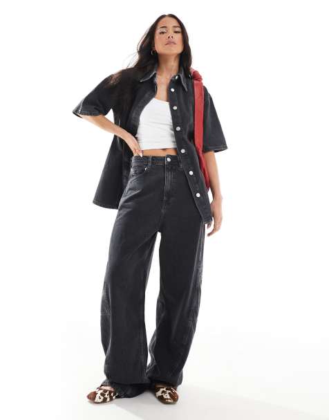 ASOS DESIGN - Jean bouffant à coutures torsadées - Gris - view 1