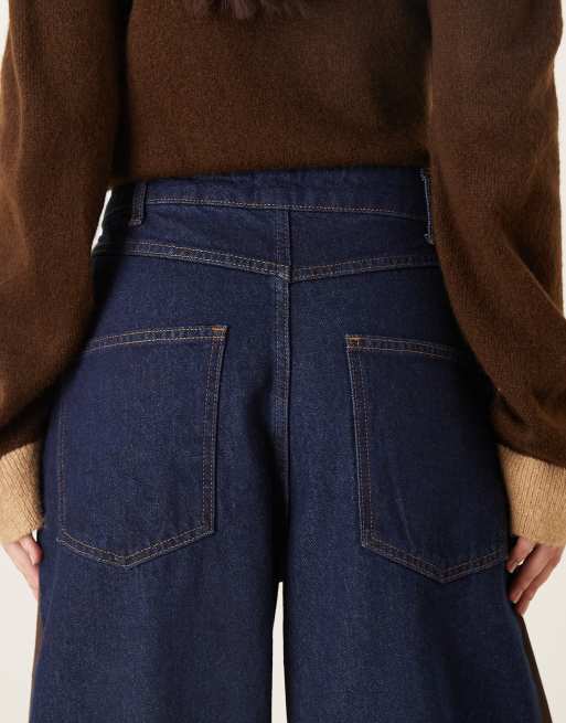 ASOS DESIGN - Jean bouffant avec empiècement en velours côtelé sur les côtés - Indigo, 5 de 5