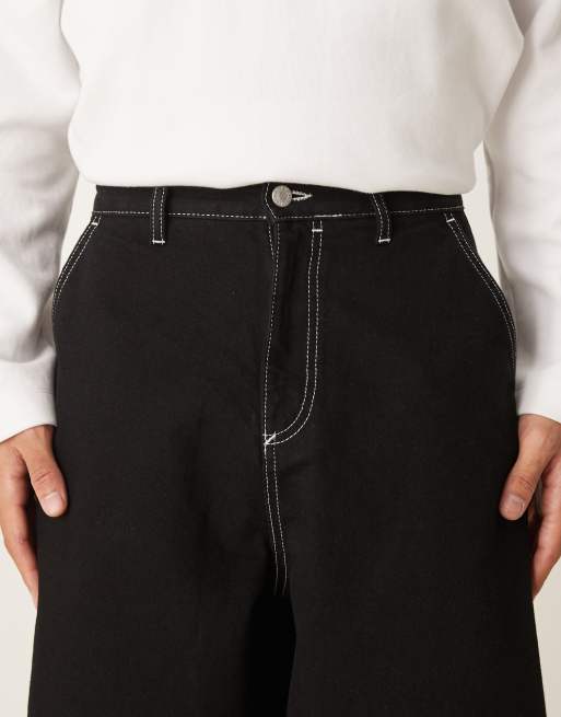 ASOS DESIGN - Jean bouffant coupe baggy à surpiqûres contrastantes - Noir, 5 de 5