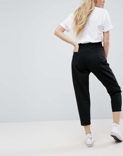 ASOS DESIGN Jean boyfriend jambes ballon Noir pur ASOS