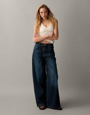 Jean boyfriend baggy coupe oversize - Vert délavé-Bleu 36