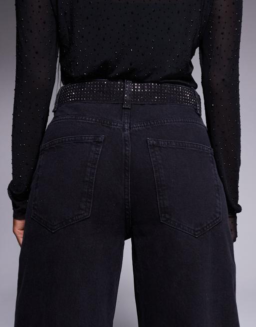 ASOS DESIGN - Jean coupe ballon à ornements thermocollés - Noir, 4 de 5