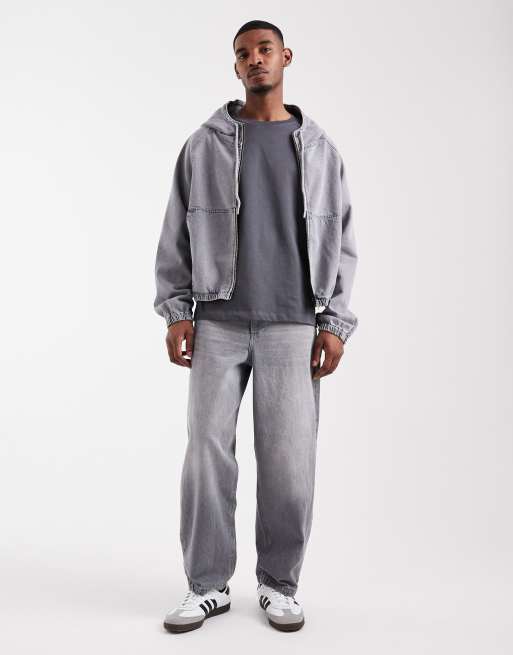 ASOS DESIGN - Jean coupe droite ample - Gris délavé