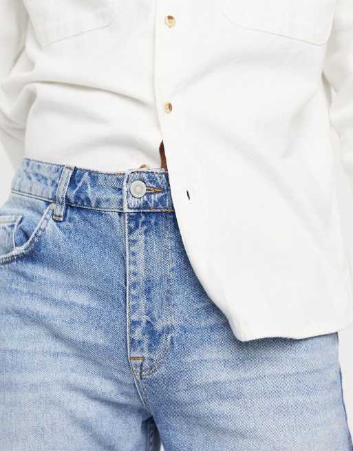 ASOS DESIGN - Jean court à coupe droite ample - Délavage bleu clair vintage, 3 de 4
