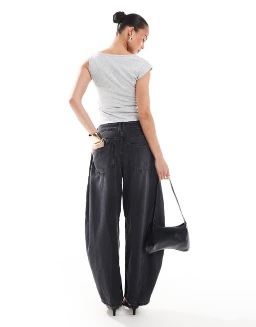 ASOS DESIGN - Jean court ample oversize avec empiècements - Noir délavé , 2 de 5