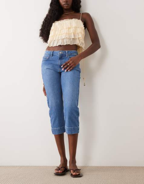 ASOS DESIGN - Jean court taille basse - Bleu moyen délavé - view 1