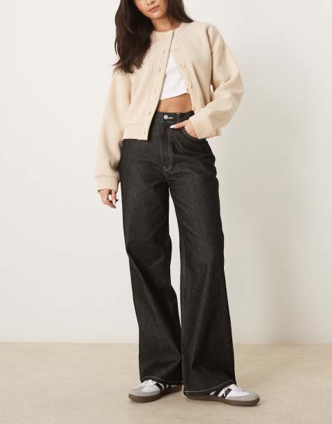 ASOS DESIGN - Jean dad à coutures contrastantes - Noir délavé - view 1