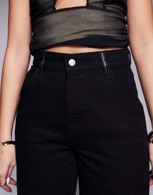 ASOS DESIGN - Jean dad avec détails contrastants en similicuir - Noir, 5 de 5