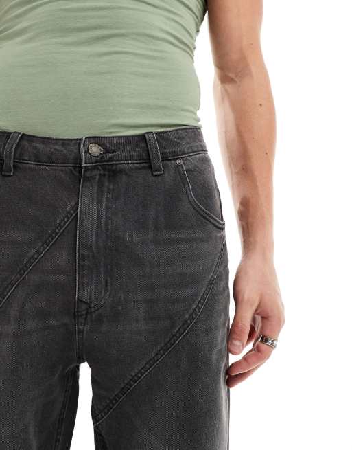 ASOS DESIGN - Jean dad avec empiècement - Noir délavé, 3 de 5