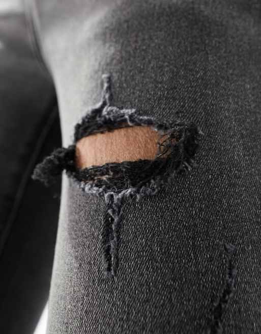 ASOS DESIGN - Jean déchiré effet seconde peau en tissu power stretch - Noir délavé, 4 de 5