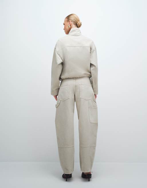 ASOS DESIGN - Jean d'ensemble ample style aviateur - Neutre, 2 de 7