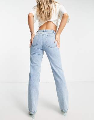 ASOS DESIGN - Jean droit à taille mi-haute - Bleu clair