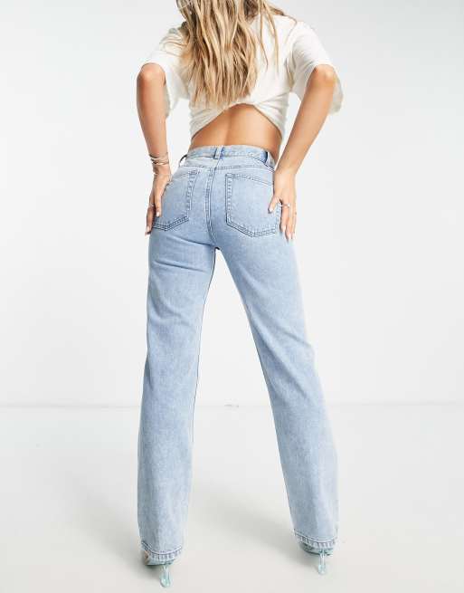 ASOS DESIGN Jean droit a taille mi haute Bleu clair