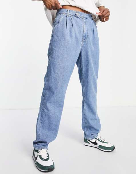 ASOS DESIGN - Jean droit ample à pinces - Bleu délavé moyen - view 1