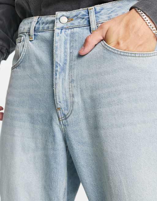 ASOS DESIGN - Jean droit ample - Bleu délavé clair, 3 de 4