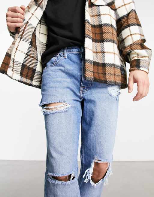 ASOS DESIGN - Jean droit ample déchiré - Délavage vintage moyen, 3 de 4