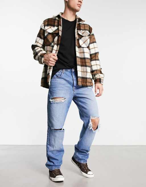 ASOS DESIGN - Jean droit ample déchiré - Délavage vintage moyen, 4 de 4