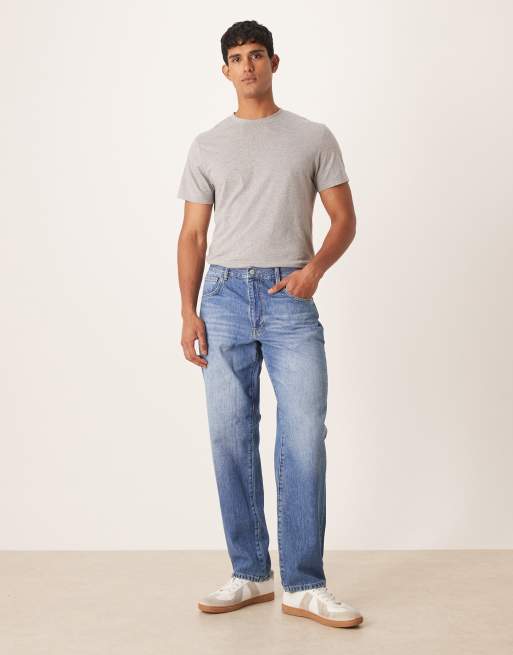 ASOS DESIGN - Jean droit - Bleu délavé moyen vintage
