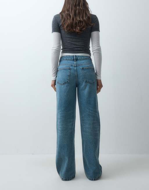 ASOS DESIGN jean droit large à taille croisée bleu moyen, 3 de 5