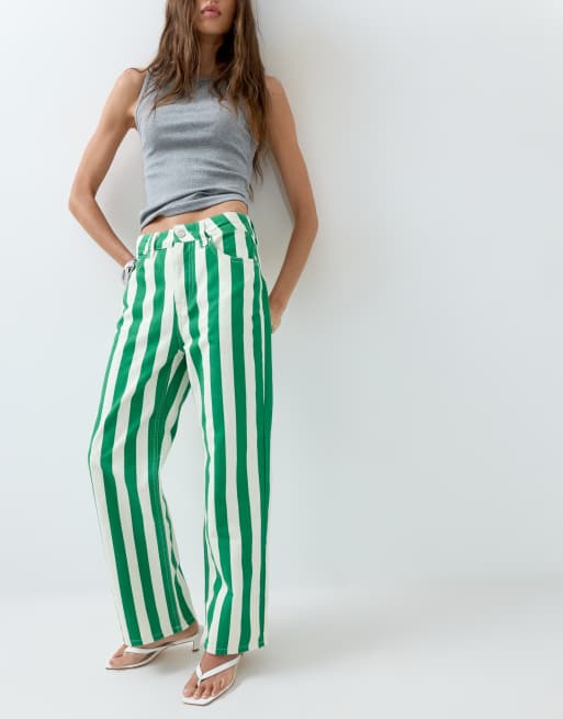 ASOS DESIGN - Jean droit raccourci en denim stretch confortable à rayures - Vert, 2 de 6