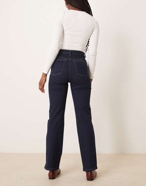 ASOS DESIGN - Jean droit stretch confortable à coutures torsadées - Bleu foncé, 2 de 5