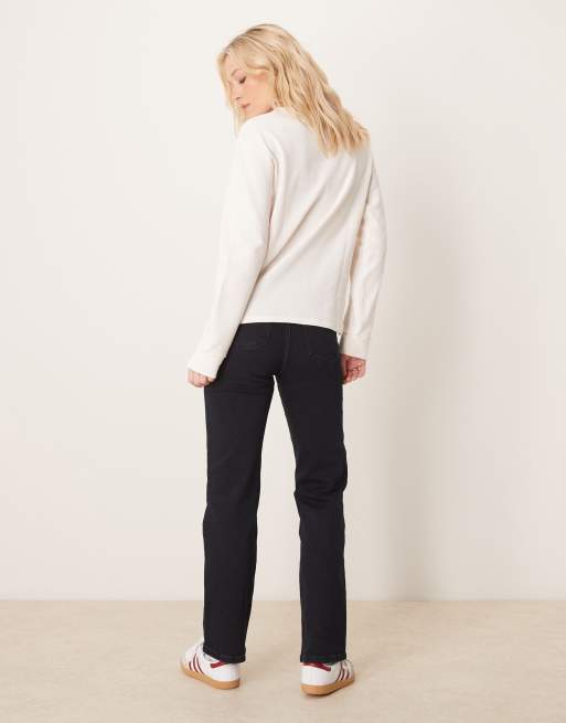 ASOS DESIGN - Jean droit stretch confortable à coutures torsadées - Noir bleu, 3 de 5