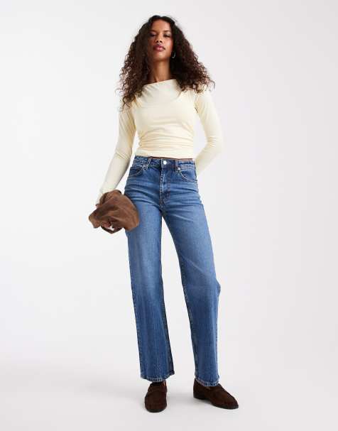 ASOS DESIGN - Jean droit stretch confortable - Bleu moyen authentique - view 1