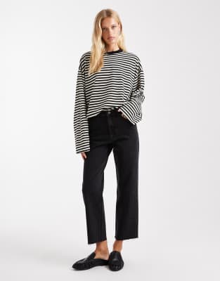Jean droit stretch confortable coupe hauteur chevilles - Noir W26 L34
