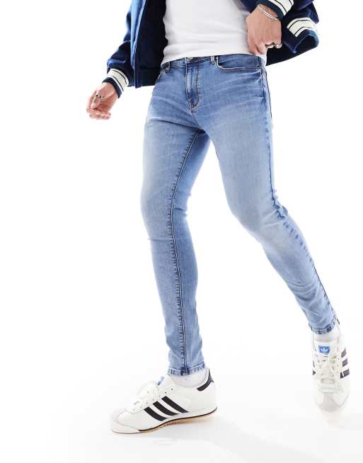 ASOS DESIGN - Jean effet seconde peau en tissu power stretch - Bleu clair délavé 