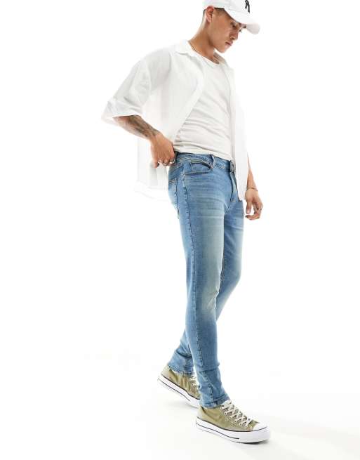 ASOS DESIGN - Jean effet seconde peau en tissu power stretch - Délavage à reflets verts