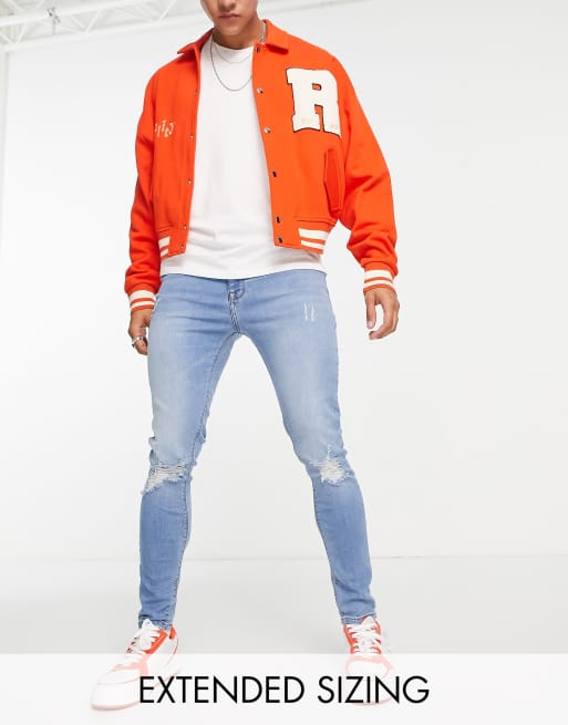 ASOS DESIGN - Jean effet seconde peau en tissu ultra stretch déchiré aux genoux - Délavage clair