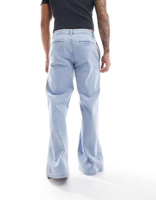 ASOS DESIGN - Jean évasé à laçage - Bleu clair délavé, 5 de 5
