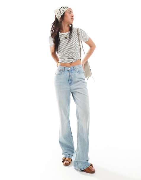 ASOS DESIGN - Jean évasé à taille mi-haute - Bleu clair - view 1