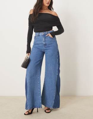 ASOS DESIGN - Jean évasé avec empiècements bicolores