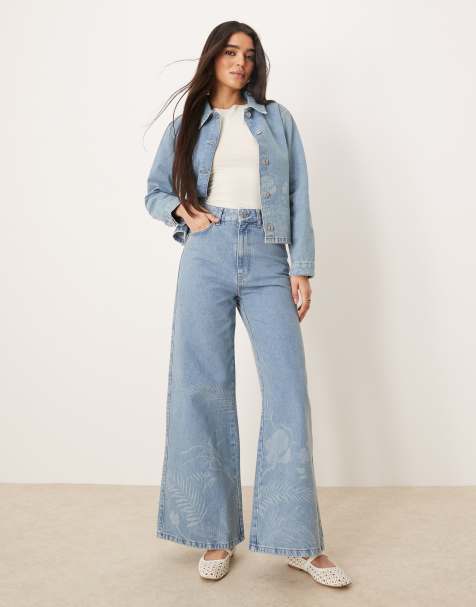 ASOS DESIGN - Jean évasé style années 70 avec motif fleurs découpées au laser - view 1