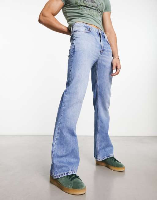 ASOS DESIGN - Jean évasé style vintage - Bleu moyen délavé 
