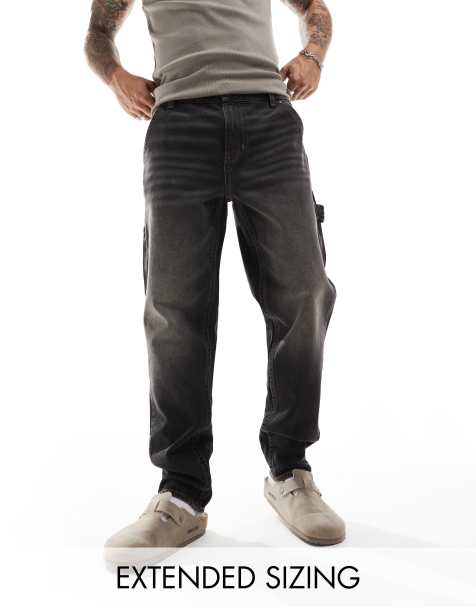 ASOS DESIGN - Jean fuselé avec détail style charpentier - Noir délavé  - view 1