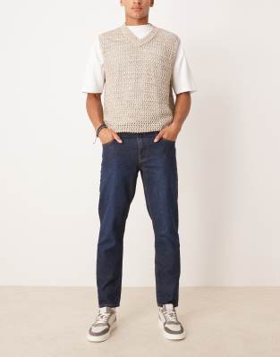 ASOS DESIGN - Jean fuselé - Bleu délavé foncé