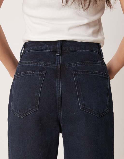 ASOS DESIGN - Jean large à poches plaquées et braguette à boutons dorés - Noir bleu, 4 de 5