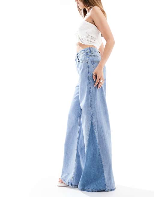 ASOS DESIGN - Jean large à taille haute avec coutures torsadées style patchwork - Délavage clair, 2 de 5